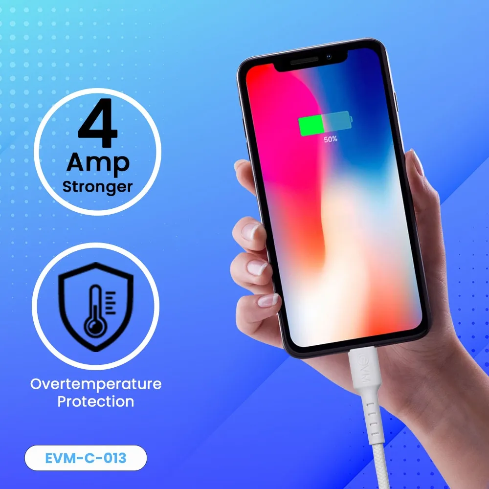 EVM USB To Iphone Lightning Charge & Sync Cable EVM-C-013-W view 3